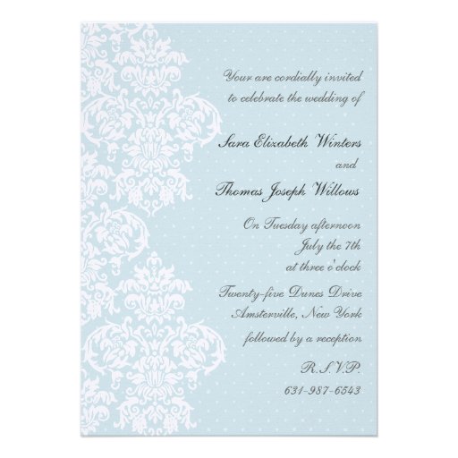Lace Cover Blue Wedding Invitation