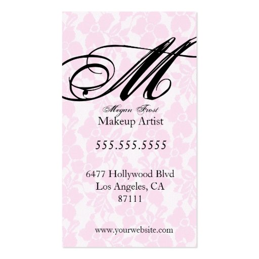 lace customize your monogram business card templates (back side)