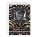 Lace Diamonds 40th Birthday Party Zebra Beige Personalized Invitations