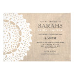 Lace Doily & Burlap Bridal Shower Party Invite invitations