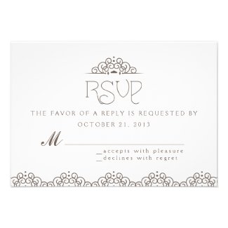 Lace Doily RSVP Card in Brown