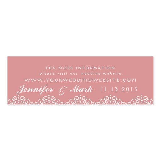 Lace Doily Wedding Website Card in Blush Business Card Templates (front side)