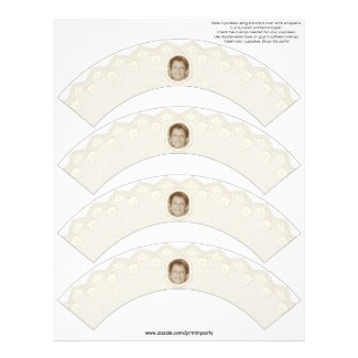 Lace Edge Cupcake Cosie - Cream - Customizable Letterhead