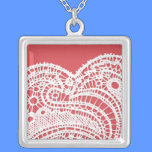 Lace Heart Square Necklace necklaces