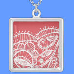 Lace Heart Square Necklace necklaces