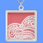 Lace Heart Square Necklace necklaces