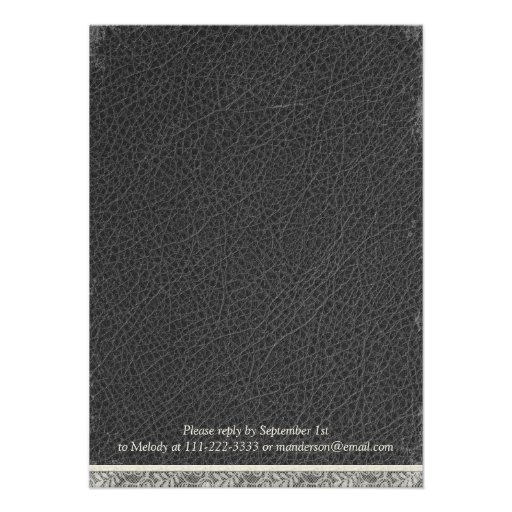 Lace Leather Rustic Black Ivory Biker Wedding Invitations