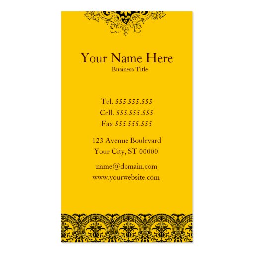 Lace Ornate Damask Business Card Design (back side)