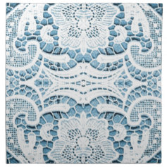 lace pattern with soft blue background napkin