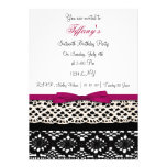 lace pink damask Sweet Sixteen party Invitation invitations