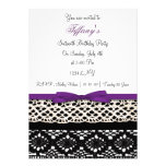 lace purple damask Sweet Sixteen party Invitation invitations