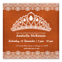 Lace Quinceanera (Orange) Invitations