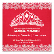 Lace Quinceanera (Red) Announcements