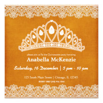 Lace Quinceanera (Yellow) Personalized Announcements
