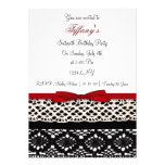 lace red damask Sweet Sixteen party Invitation invitations