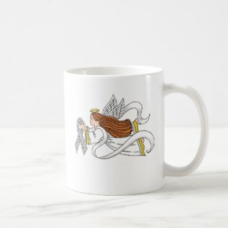 "Lace Ribbon" Awareness Angel Classic White Coffee Mug