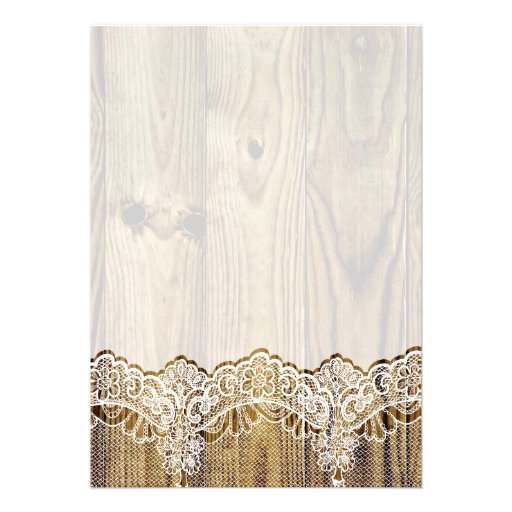 Lace, ribbon flower & wood wedding bridal shower invites