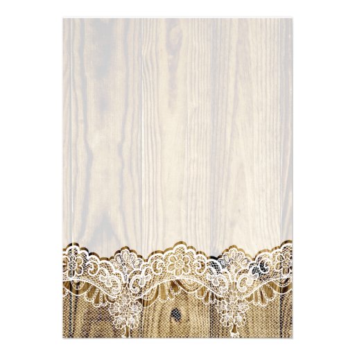 Lace ribbon & wood wedding rehearsal dinner personalized announcements