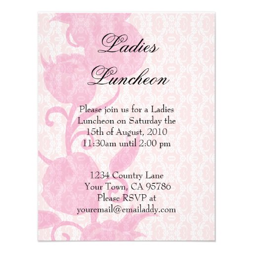 Lace Roses Ladies Luncheon Party Invitation