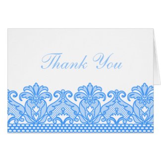 Lace Thank You (blue) Greeting Card