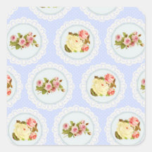 Lace Victorian Floral pattern Square Sticker