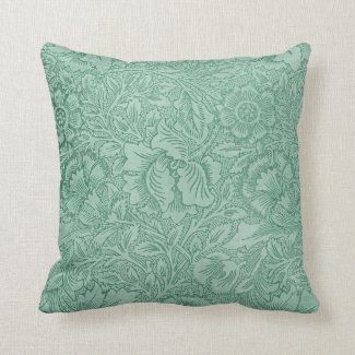 Lace Wallpaper Green Throw Pillows