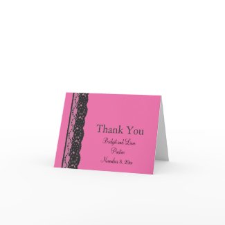 Lace Wedding Thank You Card (fuchsia) card
