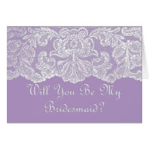 lace will you be my bridesmaid?  purple card