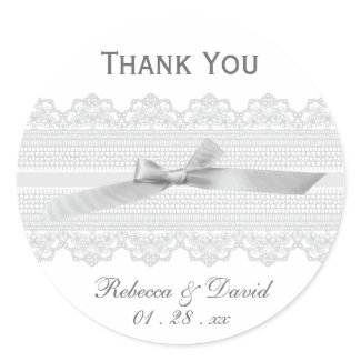 Lace with ribbon favor stickers sticker