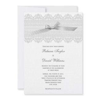 Lace with ribbon wedding invitation invitation