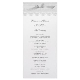 Lace with ribbon wedding program rackcard