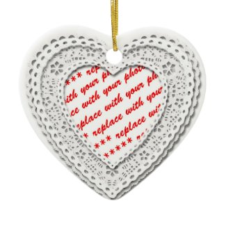 Laced Heart Shaped Photo Frame Template ornament