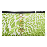 Laced Up Lime Leopard Print Makeup Bags