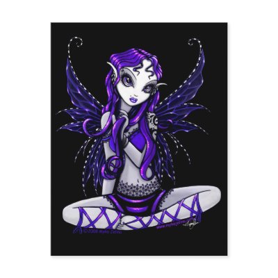 Lacey Purple Glitter Faery Postcard by mykajelina
