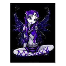 Lacey Purple Glitter Faery Postcard