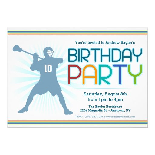 Lacrosse Birthday Party Invites - lax themed
