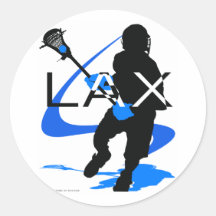 Lacrosse Boys LAX Blue Round Stickers