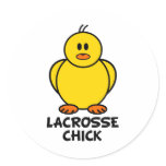 Lacrosse Chick Round Stickers