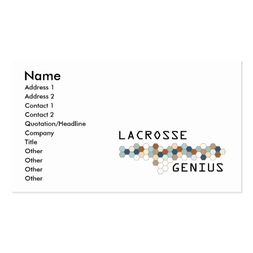 Lacrosse Genius Business Cards (front side)