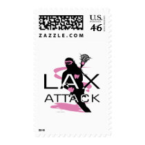 Lacrosse Girls LAX Attack Pink Postage Stamp