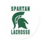 round_sticker - Lacrosse Players! Get your team colors and Spartan mascot on shirts and other items. A perfect gift for the lacrosse player in your life. Contact us to customize it!