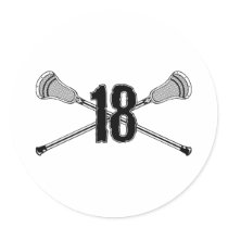 Lacrosse Number 18 Sticker
