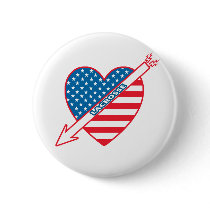 Lacrosse Patriot Heart Pinback Buttons
