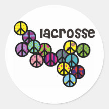 Lacrosse Peace Signs Filled Round Stickers