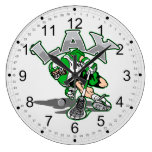 Lacrosse Player Green Uniform Wall Clock