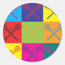 Lacrosse Pop Art Round Stickers