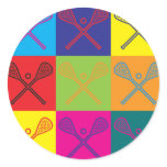 Lacrosse Pop Art Round Stickers