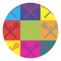 Lacrosse Pop Art Round Stickers
