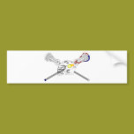 Lacrosse sticks with helmet bumper stickers