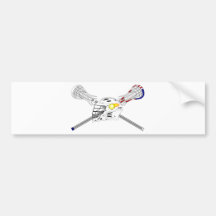 Lacrosse sticks with helmet bumper stickers